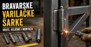 Bravarske varilačke šarke različitih veličina i zavarivanje šarke na metalnoj kapiji