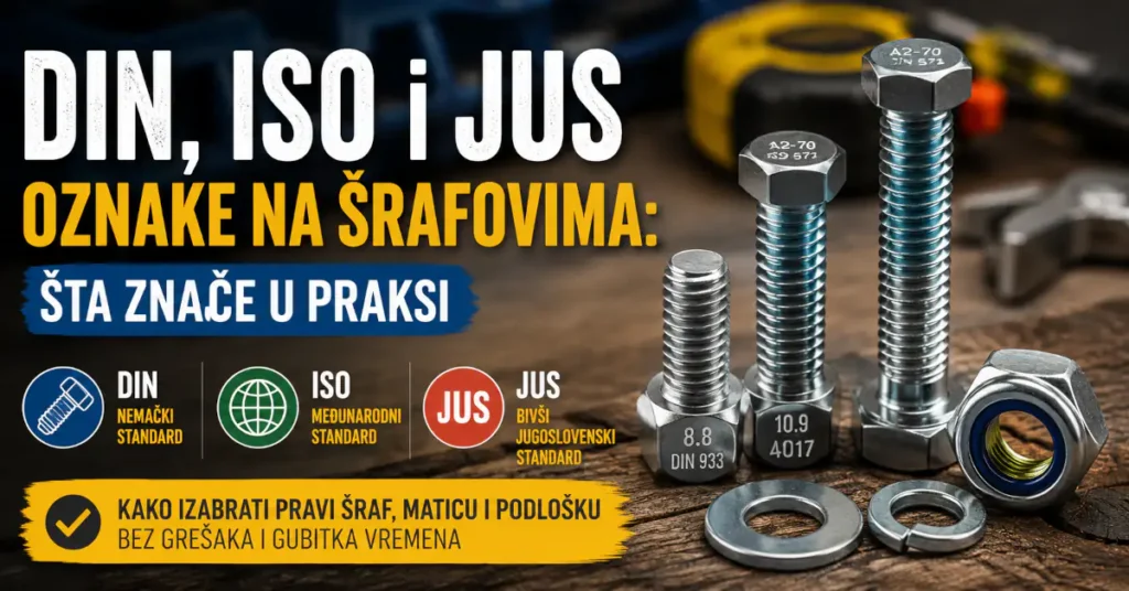 DIN, ISO i JUS oznake na šrafovima, maticama i podloškama