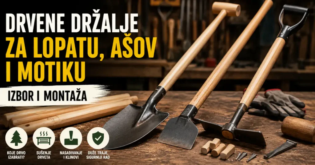 Drvene držalje za lopatu, ašov i motiku: izbor i montaža
