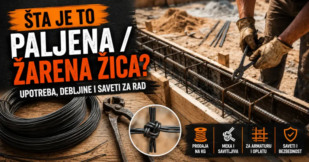 Paljena i žarena žica u koturu, armiračka klešta i vezivanje armature na gradilištu