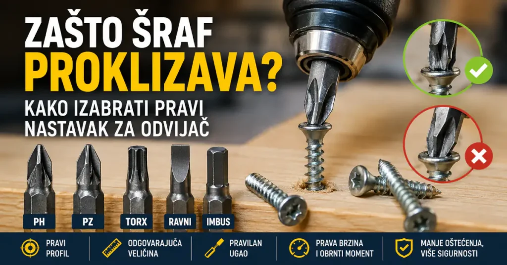 Zašto šraf proklizava i kako izabrati pravi nastavak