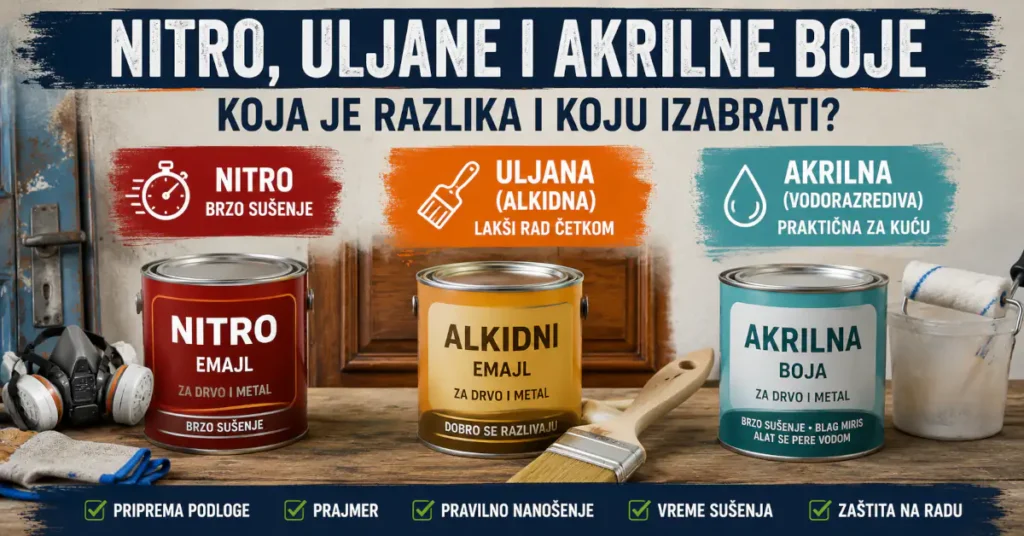 Razlike između nitro, uljanih i akrilnih boja za drvo i metal