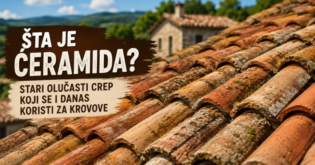 Stari krov prekriven tradicionalnom ćeramidom, olučastim glinenim crepom