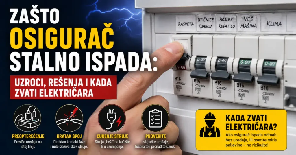 Automatski osigurači u razvodnoj tabli i prikaz najčešćih uzroka zbog kojih osigurač stalno ispada
